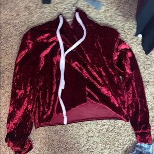 velvet hoodie cropped